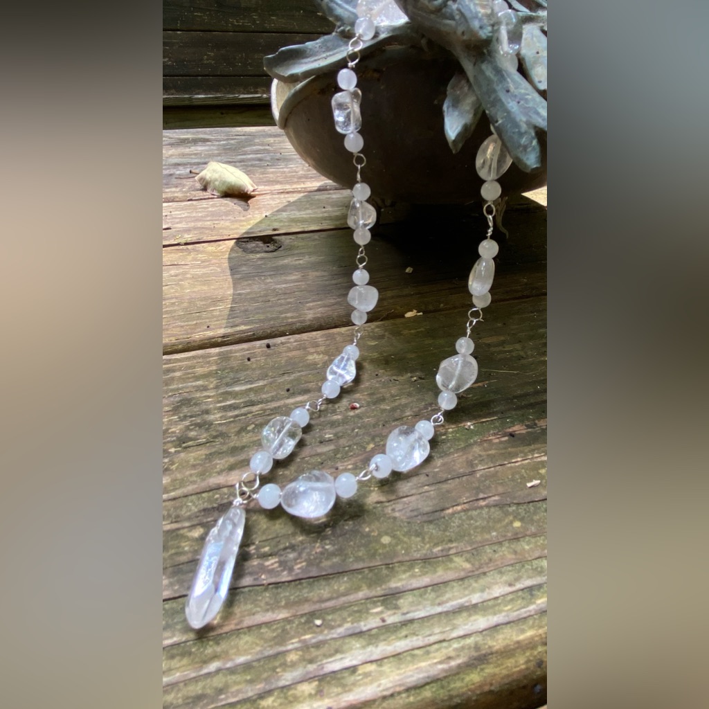 Elegant Handmade Clear Quatrz Necklace